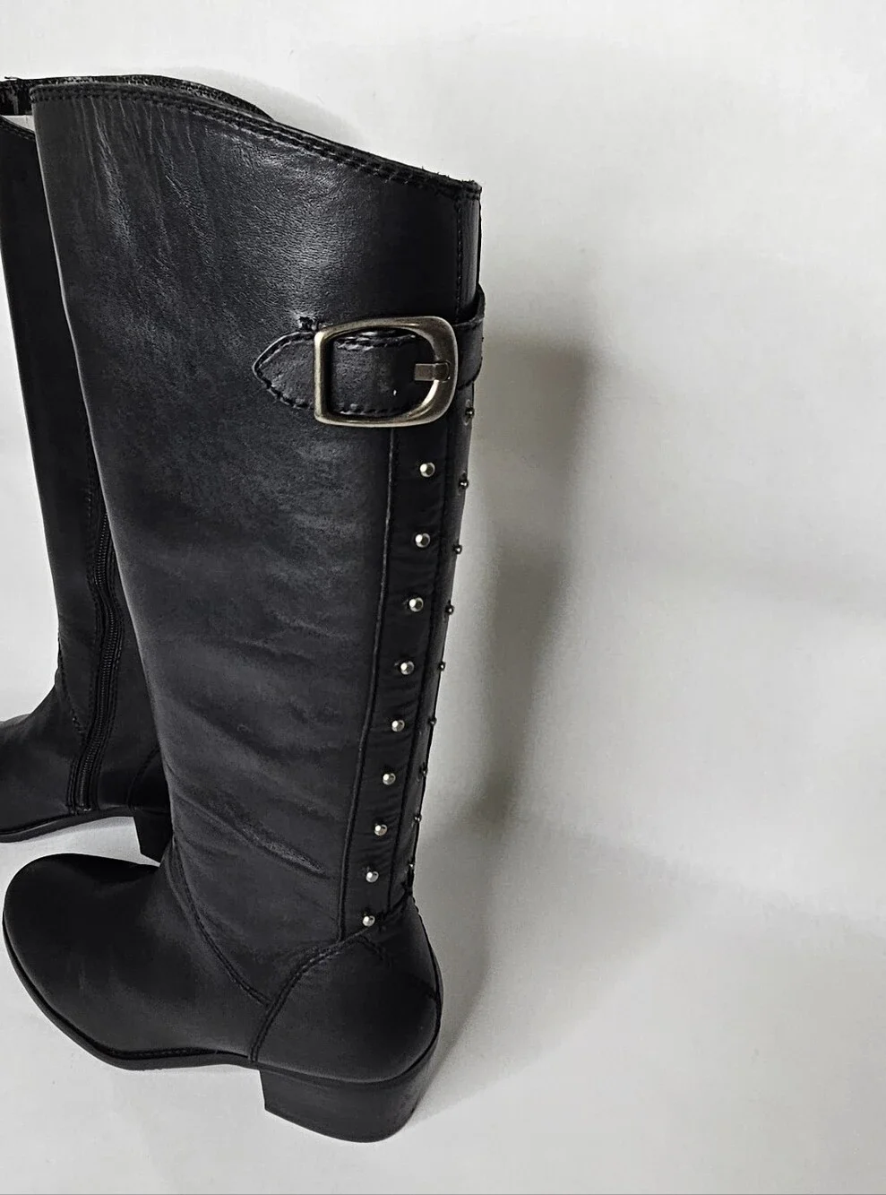 Arturo Chiang Studded leather Black Heel Boots 8